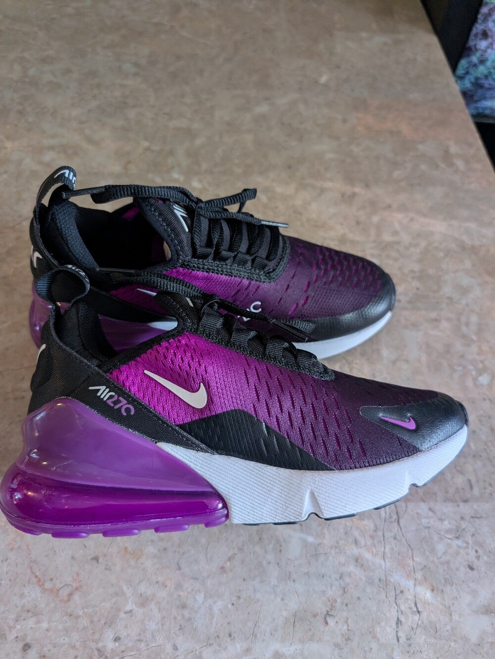 Nike Air Max 270 GS Vivid Purple/Black Running Shoes Youth Size 4Y New No Box - Picture 9 of 10